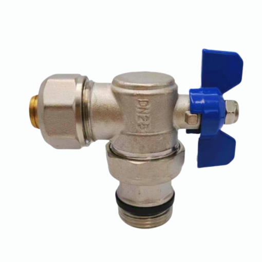 Peipi ea aluminium-polasetiki e kantle ea compression union angle valve