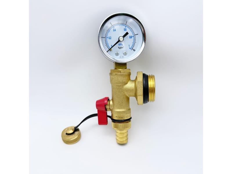 Sekena sa moea se ikemetseng se nang le gauge ea khatello le valve ea drain