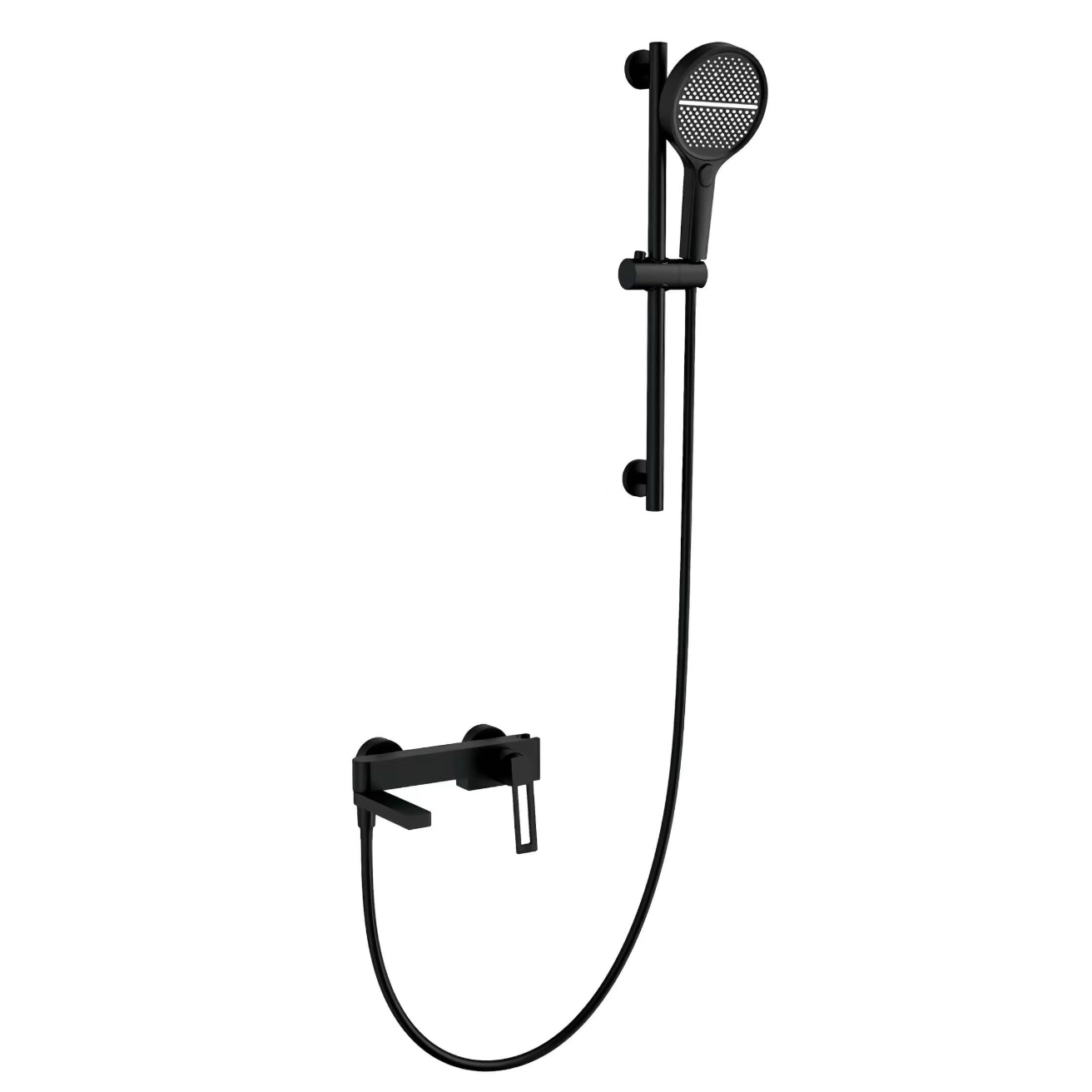 Black Minimalist Round Handheld Handheld Shower Head With Height Adjustment