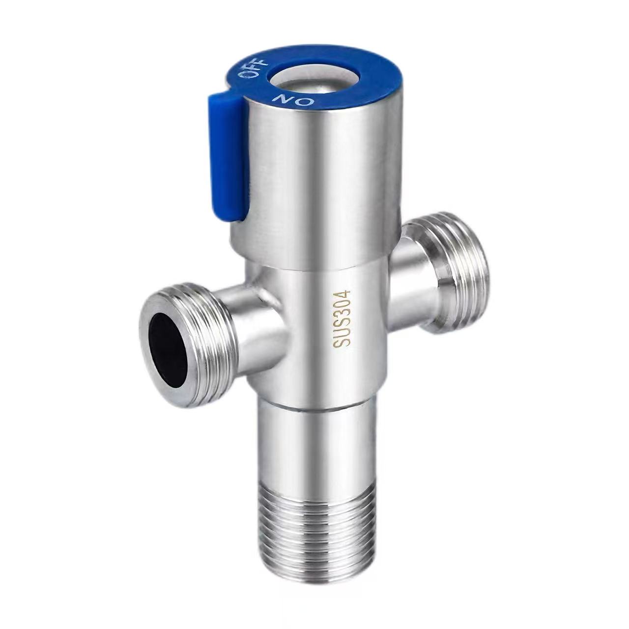 Blue Handle 180 ° Dual Outlet Three-Way Angle Valve