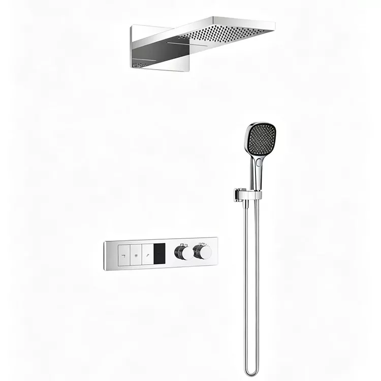 Shower e patiloeng ea Thermostatic Overhead Le Shower ea Handheld