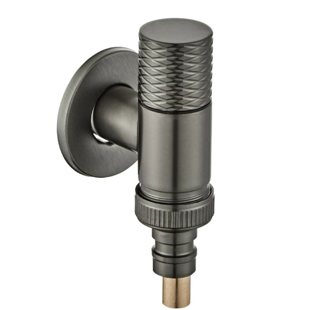 Gun Gray Knurled Handle Water Stop Angle Valve