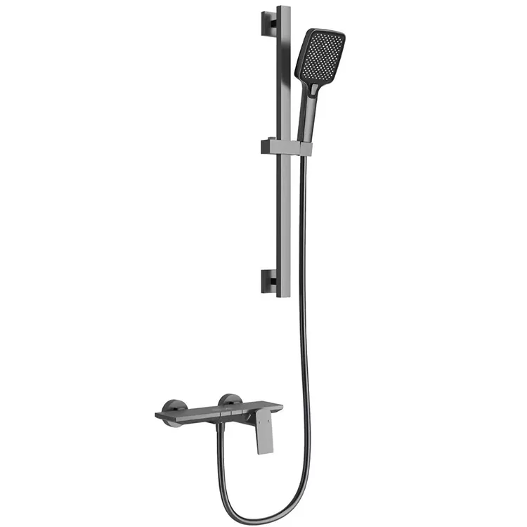 Gunmetal Gray Square Shower Set Ka Selaete se Fetohang